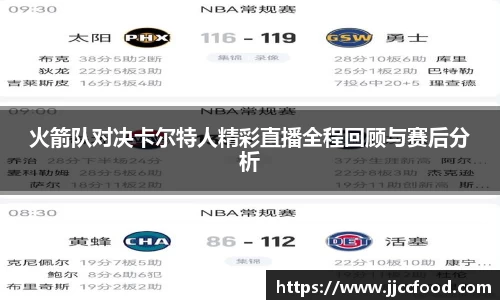 火箭队对决卡尔特人精彩直播全程回顾与赛后分析